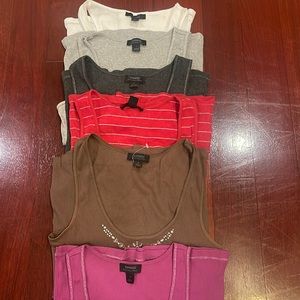 Express tank tops white , red, grey , charcoal grey , brown and violet purple